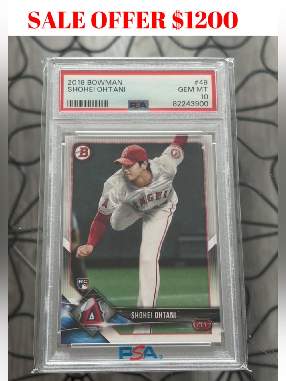 Shohei Ohtani 2017 Bowman Angels Dodgers  Rookie RC Baseball Card Graded PSA 10